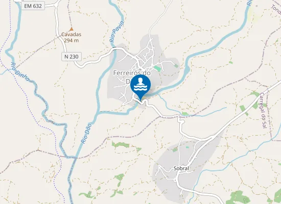 Map of Praia Fluvial de Ferreirós do Dão