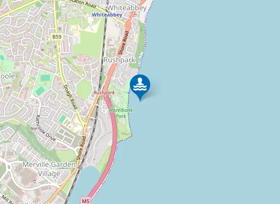 Map of Newtownabbey Bay (Hazelbank) Beach
