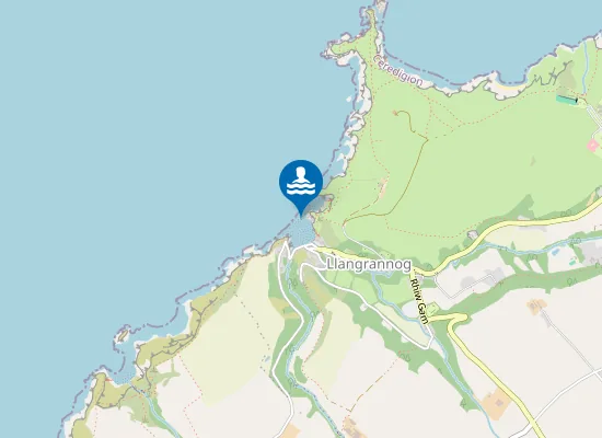 Map of Llangrannog Beach