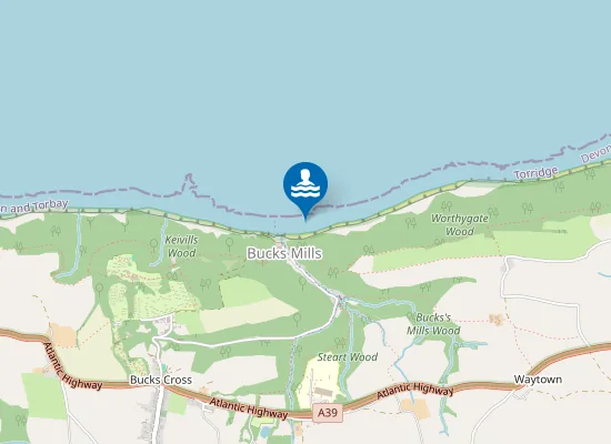 Map of Bucks Mills Beach