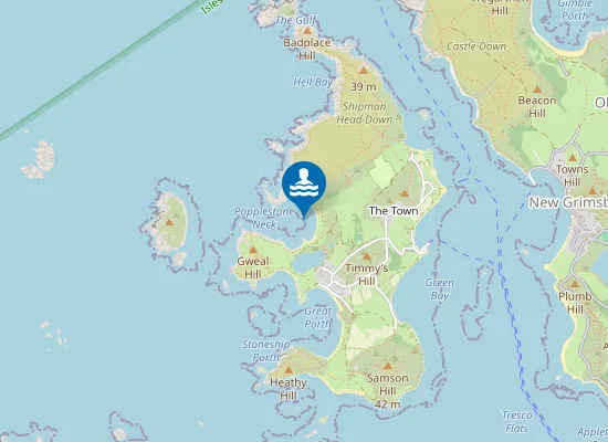 Map of Popplestones Beach