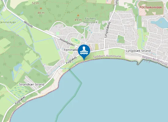 Map of LYNGSBÆK-FEMMØLLER STRAND