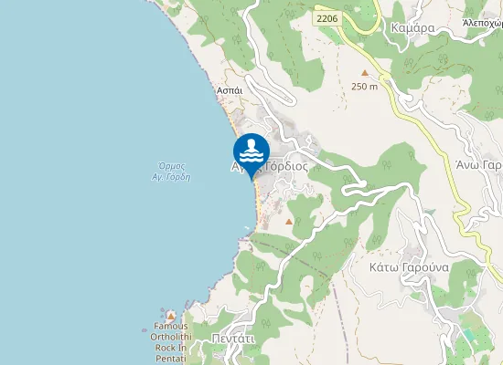 Map of AGIOS GORDIOS - KATO GAROUNA