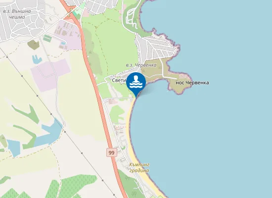 Map of Черноморец-Южен Плаж