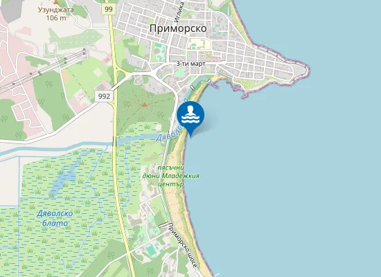 Map of Приморско-Южен Плаж