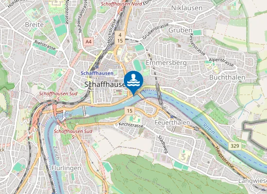 Map of SCHAFFHAUSEN RHEINBAD RHYBADI