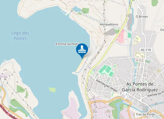 Map of LAGO ARTIFICIAL PONTES DE GARC?A RODR?GUEZ (AS) PM1