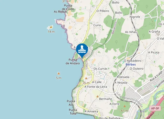 Map of PLAYA PERBES - ANDAH?O - PONTEDEUME PM1