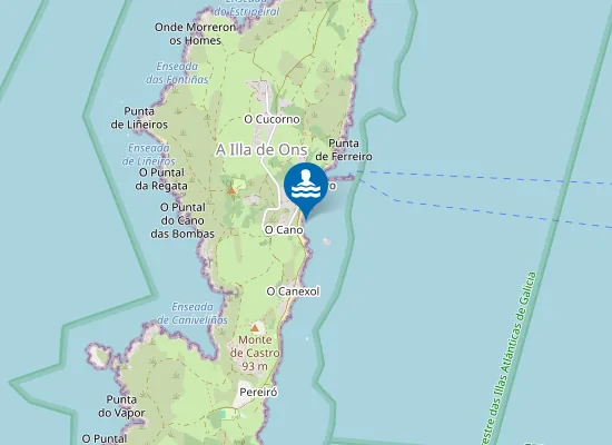 Map of PLAYA AREA DOS CANS (ILLA DE ONS) PM1