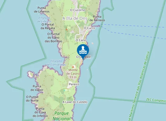 Map of PLAYA CANEXOL (ILLA DE ONS) PM1