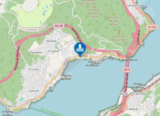 Map of PLAYA AREAL DE FONTEXELO PM1
