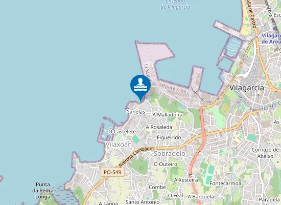 Map of PLAYA CANELAS - V. AROUSA PM1