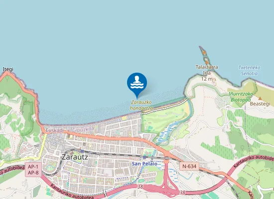 Map of PLAYA DE ZARAUTZ PM2