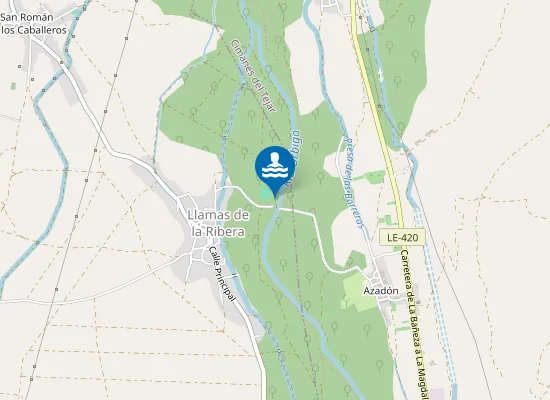 Map of RIO ORBIGO LLAMAS DE LA RIBERA PM1