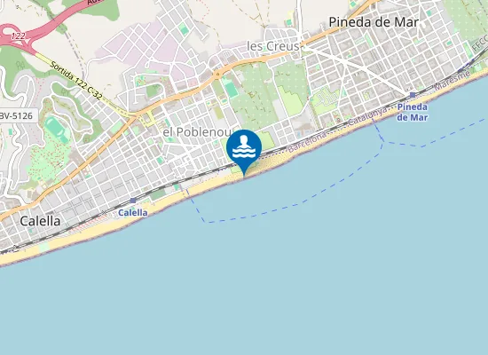 Map of PLAYA DEL POBLENOU-LA RIERA PM1