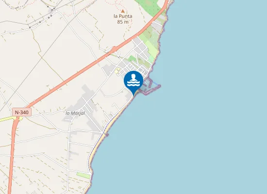 Map of PLAYA DE LES CASES D'ALCANAR-MARJAL PM1