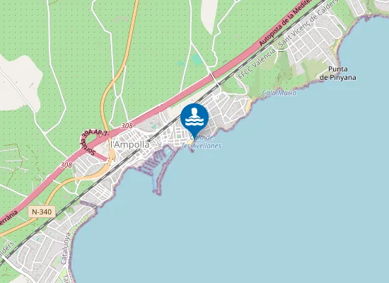 Map of PLAYA DE LES AVELLANES PM1