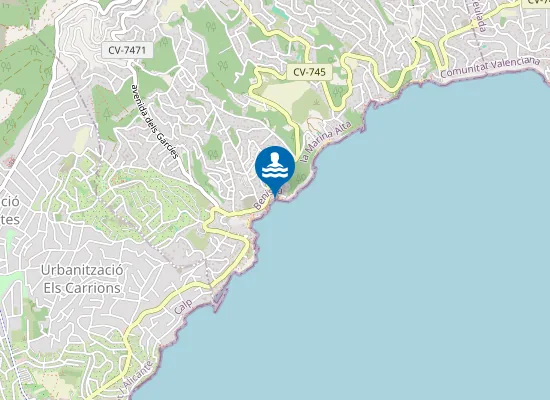 Map of PLAYA DE ELS PINETS PM1