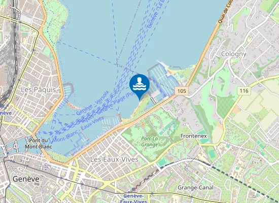 Map of PLAGE DES EAUX-VIVES