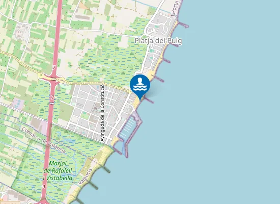 Map of PLAYA DE LA POBLA DE FARNALS PM1