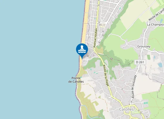 Map of CAROLLES - FACE AU POSTE DE SECOURS