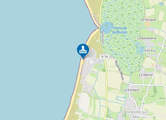 Map of Anneville-Sur-Mer Face Rd 74