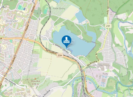 Map of Velký Bolevecký Rybník - Hráz