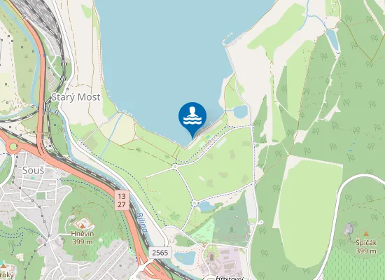 Map of Jezero Most - Pláž Levá Část