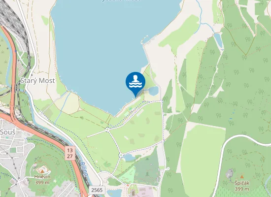 Map of Jezero Most - Pláž Pravá Část