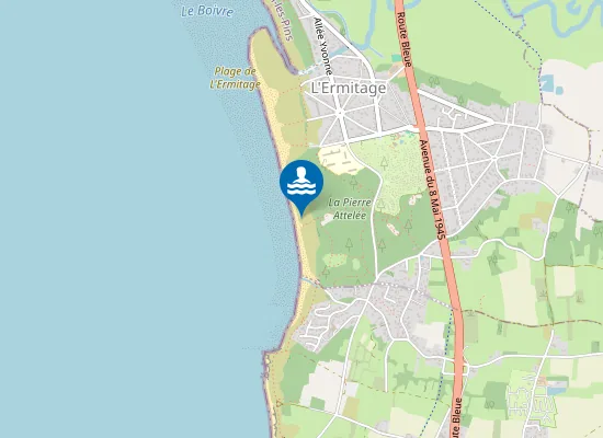 Map of PLAGE DE LA PIERRE ATTELEE