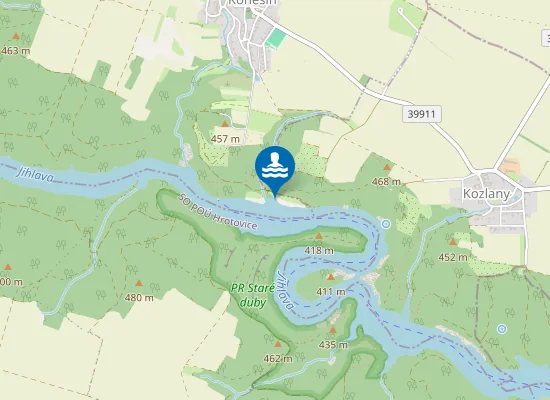 Map of Dalešická Přehrada - Koněšínská Pláž