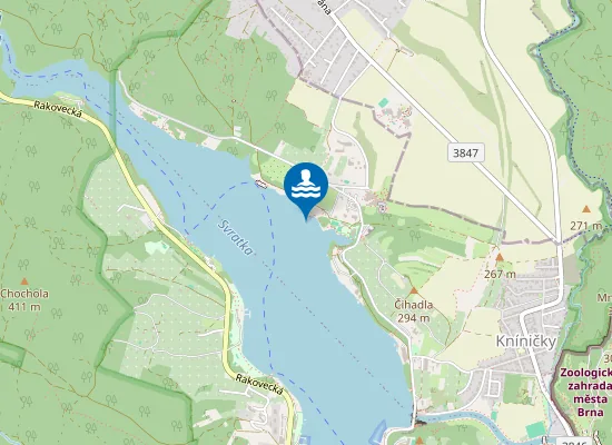 Map of Vn Brněnská Přehrada - Sokolské Koupaliště