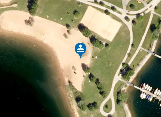 Satellite image of GROSSER BROMBACHSEE SPALT ENDERNDORF BADESTRAND ENDERNDORF