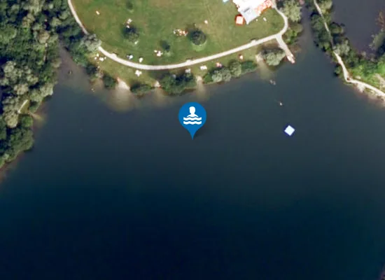 Satellite image of HAPPINGER AU SEE ROSENHEIM BADESTRAND MITTE