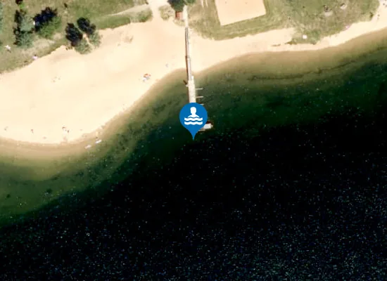 Satellite image of GROSSER BROMBACHSEE PLEINFELD ALLMANNSDORF BADESTRAND ALLMANNSDORF