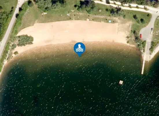 Satellite image of GROSSER BROMBACHSEE ABSBERG BADESTRAND ABSBERG SEESPITZ