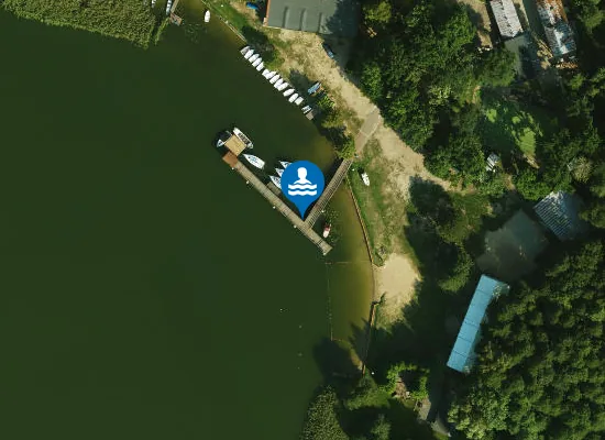 Satellite image of Kąpielisko na wodach jeziora Drwęckiego w miejscowości Wałdowo