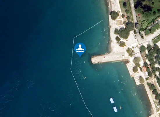Satellite image of OBMORSKO KOPALIŠČE–PLAŽA KRKA–ZDRAVILIŠČE STRUNJAN