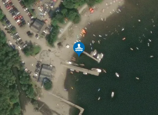 Satellite view of Coniston Water, Boating Centre