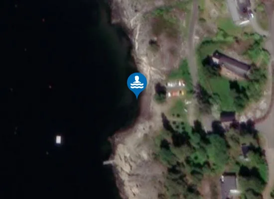Satellite image of Stranda. Fellesstrand for søndre Ekeberg hyttevel
