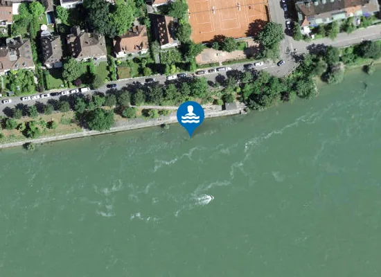 Satellite image of Einstiegstelle Basler Rheinschwimmen