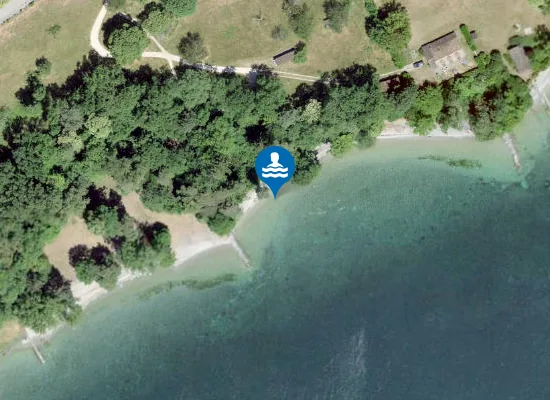 Satellite image of plage des mélières Buchillon