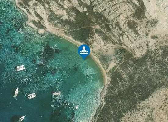 Satellite image of Tourkou Ammos beach