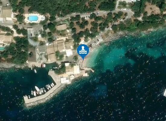 Satellite image of Nissaki Beach