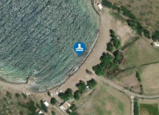 Satellite image of Lefkes Beach