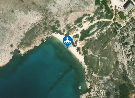 Satellite image of Surbova beach, Sunset beach