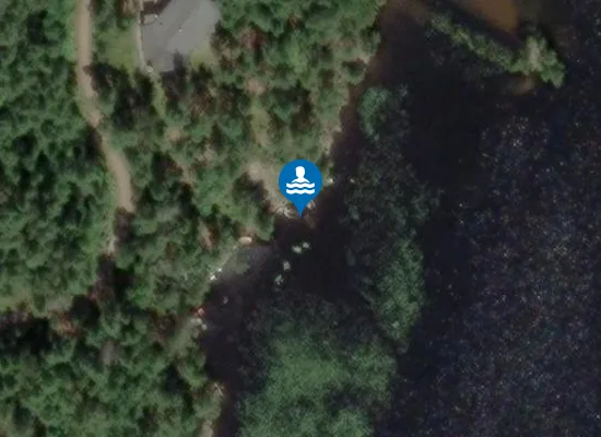 Satellite image of Finnsjögårdens badbrygga