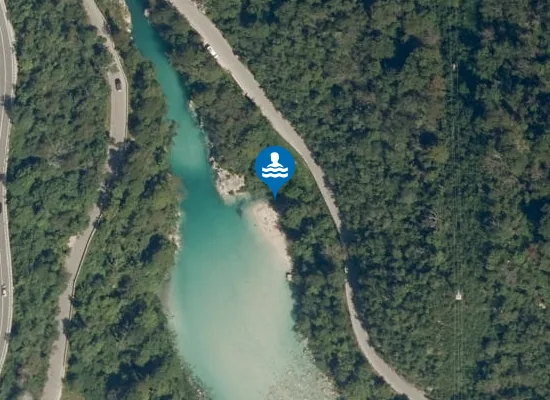 Satellite image of Kobarid Beach