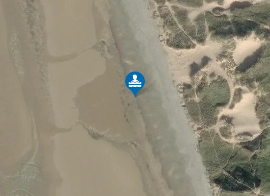 Satellite image of Sker Beach