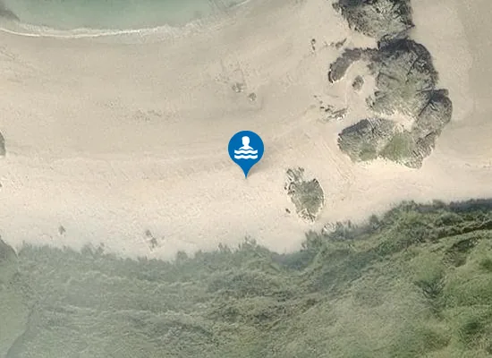Satellite image of Tràigh Thorastain